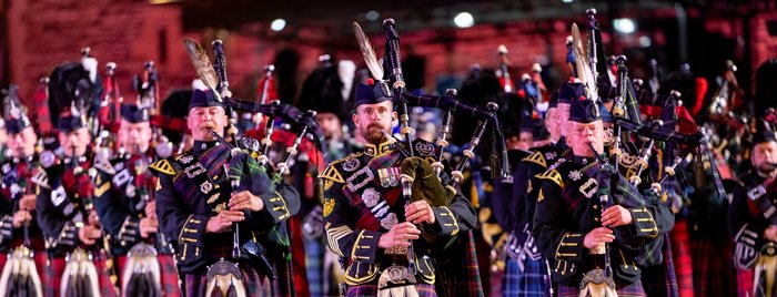 Gruppe Dudelsackspieler Tattoo Edinburgh